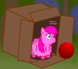 Size: 1280x1135 | Tagged: safe, artist:fluffsplosion, abandoned, ball, box, crying, fluffy pony, sad