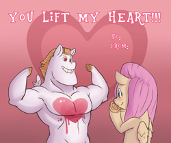 Size: 2992x2500 | Tagged: safe, artist:raph13th, character:bulk biceps, character:fluttershy, ship:flutterbulk, episode:hearts and hooves day, g4, my little pony: friendship is magic, card, female, male, shipping, straight