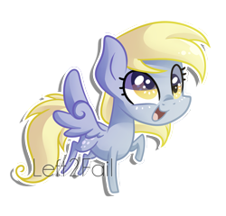 Size: 1722x1654 | Tagged: safe, artist:drawntildawn, character:derpy hooves, species:pegasus, species:pony, chibi, female, mare, solo, watermark