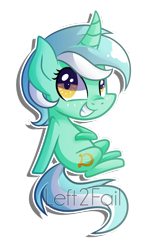 Size: 1205x2014 | Tagged: safe, artist:drawntildawn, character:lyra heartstrings, species:pony, species:unicorn, chibi, curved horn, female, grin, simple background, smiling, solo, transparent background, watermark