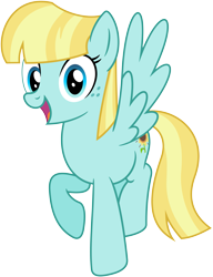 Size: 2193x2858 | Tagged: safe, artist:bluemeganium, character:helia, species:pegasus, species:pony, background pony, female, flying, looking at you, mare, open mouth, raised hoof, recolor, simple background, solo, transparent background, vector