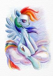 Size: 640x923 | Tagged: safe, artist:maytee, character:rainbow dash, species:pegasus, species:pony, female, solo, traditional art