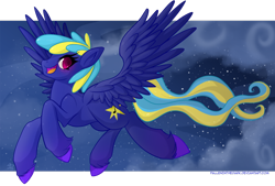 Size: 1086x735 | Tagged: safe, artist:falleninthedark, oc, oc only, oc:evening song, species:pegasus, species:pony, female, multicolored hair, red eyes, solo
