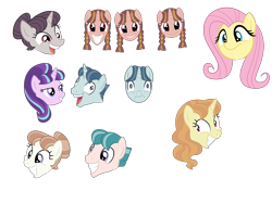 Size: 5760x4320 | Tagged: safe, artist:thecheeseburger, character:fluttershy, character:party favor, character:starlight glimmer, character:sugar belle, episode:the cutie map, g4, my little pony: friendship is magic, absurd resolution, amber tresses, bacon braids, equalized, exploitable meme, faec, flutterbob, i didn't listen, meme, unnamed pony