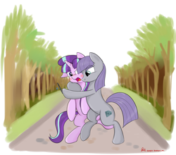 Size: 4608x4056 | Tagged: safe, artist:orang111, character:maud pie, character:starlight glimmer, episode:the cutie map, g4, my little pony: friendship is magic, absurd resolution, blushing, hilarious in hindsight, hug, phone, selfie, starmaud, wrong cutie mark