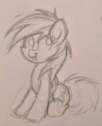 Size: 414x507 | Tagged: safe, artist:heavymetalbronyyeah, character:rainbow dash, blep, doodle, female, monochrome, pencil drawing, sketch, solo, tongue out, traditional art