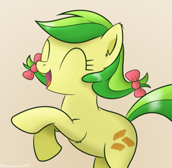 Size: 911x890 | Tagged: safe, artist:bluemeganium, character:apple fritter, apple family member, bow, braid, cute, excited, hooves up