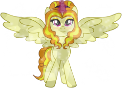 Size: 6180x4500 | Tagged: safe, artist:mixiepie, character:adagio dazzle, species:alicorn, species:pony, absurd resolution, adagicorn, crystal alicorn, crystallized, female, glowing horn, looking at you, magic, ponified, simple background, smiling, solo, spread wings, transparent background, vector, wings, xk-class end-of-the-world scenario