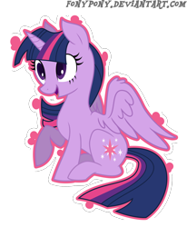 Size: 1280x1550 | Tagged: safe, artist:fonypony, artist:stepandy, character:twilight sparkle, character:twilight sparkle (alicorn), species:alicorn, species:pony, female, mare, sitting, smiling, solo, spread wings, wing fluff, wings