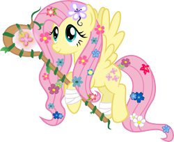 Size: 7674x6274 | Tagged: safe, artist:osipush, character:fluttershy, absurd resolution, druid, fantasy class, female, flutterdruid, simple background, solo, staff, transparent background, vector