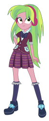 Size: 3500x8694 | Tagged: safe, artist:mixiepie, character:lemon zest, equestria girls:friendship games, g4, my little pony: equestria girls, my little pony:equestria girls, absurd resolution, bow tie, clothing, crystal prep academy, crystal prep academy uniform, crystal prep shadowbolts, cute, female, headphones, pleated skirt, school uniform, simple background, skirt, solo, transparent background, vector, zestabetes