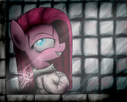 Size: 2000x1600 | Tagged: safe, artist:heavymetalbronyyeah, character:pinkamena diane pie, character:pinkie pie, female, padded cell, solo, straitjacket