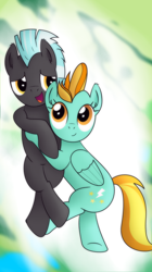 Size: 738x1320 | Tagged: safe, artist:bluemeganium, character:lightning dust, character:thunderlane, species:pegasus, species:pony, cloud, cuddling, cute, female, hug, male, mare, on back, on side, open mouth, shipping, smiling, snuggling, stallion, straight, thunderdust, underhoof