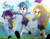 Size: 1100x849 | Tagged: safe, artist:bluse, character:adagio dazzle, character:aria blaze, character:sonata dusk, g4, my little pony:equestria girls, adoragio, ariabetes, clothing, cute, female, grass, happy, hnnng, kite, needs more jpeg, open mouth, pinwheel (toy), shoes, shorts, show accurate, signature, socks, sonatabetes, sweater, the dazzlings, weapons-grade cute, younger