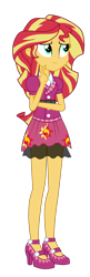 Size: 3200x9892 | Tagged: safe, artist:mixiepie, character:sunset shimmer, equestria girls:friendship games, g4, my little pony: equestria girls, my little pony:equestria girls, absurd resolution, clothing, cute, cutie mark, cutie mark on clothes, female, high heels, school spirit, shimmerbetes, simple background, skirt, solo, transparent background, vector