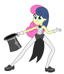 Size: 5000x5775 | Tagged: safe, artist:mixiepie, character:bon bon, character:sweetie drops, episode:all's fair in love & friendship games, equestria girls:friendship games, g4, my little pony: equestria girls, my little pony:equestria girls, absurd resolution, bow tie, clothing, female, gloves, hat, implied lesbian, implied lyrabon, implied shipping, long legs, pantyhose, shoes, simple background, solo, top hat, transparent background, vector