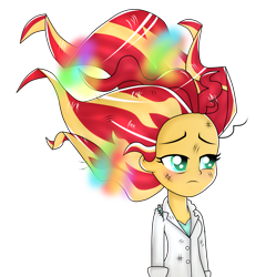 Size: 4000x4010 | Tagged: safe, artist:mixiepie, character:sunset shimmer, episode:the science of magic, equestria girls:friendship games, g4, my little pony: equestria girls, my little pony:equestria girls, absurd resolution, clothing, electricity, female, lab coat, simple background, solo, sunset the science gal, transparent background