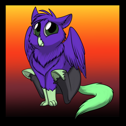 Size: 1000x1000 | Tagged: safe, artist:foxenawolf, oc, oc only, oc:lucida path, species:classical hippogriff, species:hippogriff, fanfic:a different perspective, big eyes, cub, cute, fanfic art, floppy ears, fluffy, foal, frown, gradient background, looking at you, sad, sitting, solo, underhoof, unshorn fetlocks, weapons-grade cute