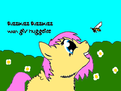 Size: 800x600 | Tagged: safe, artist:fluffsplosion, ambiguous gender, bee, fluffy pony, fluffy pony original art, fluffyshy, solo