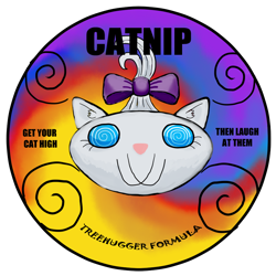Size: 900x900 | Tagged: safe, artist:quakehoof, character:opalescence, cat, catnip, crossover, label, parody, postal 2, swirly eyes, tin, trippy
