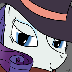 Size: 1000x1000 | Tagged: safe, artist:spritepony, character:rarity, episode:rarity investigates, g4, my little pony: friendship is magic, clothing, detective rarity, female, hat, my little art challenge, solo