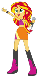 Size: 4000x8014 | Tagged: safe, artist:mixiepie, character:sunset shimmer, equestria girls:rainbow rocks, g4, my little pony: equestria girls, my little pony:equestria girls, belly button, boots, bracelet, clothing, cute, female, microphone, midriff, shimmerbetes, simple background, skirt, solo, transparent background