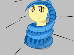 Size: 6400x4800 | Tagged: safe, artist:ampderg, oc, oc only, oc:aurora scale, species:lamia, absurd resolution, coils, cute, happy, hiding, original species, smiling, snake eyes, solo, tumblr