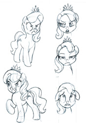 Size: 577x825 | Tagged: safe, artist:brianblackberry, character:diamond tiara, angry, female, floppy ears, frown, glare, grin, lip bite, looking away, looking up, monochrome, open mouth, raised hoof, sad, sketch, sketch dump, smirk, solo, unamused, wide eyes
