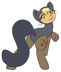 Size: 1985x2323 | Tagged: safe, artist:liracrown, character:applejack, applecat, cat ears, cat tail, catsuit, clothing, costume, female, nightmare night, paws, simple background, solo, transparent background, vector