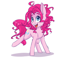Size: 2300x2100 | Tagged: safe, artist:silbersternenlicht, character:pinkie pie, species:earth pony, species:pony, cute, diapinkes, female, happy, high res, mare, open mouth, signature, simple background, solo, white background