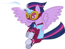 Size: 13656x10279 | Tagged: safe, artist:sugar-loop, character:masked matter-horn, character:twilight sparkle, character:twilight sparkle (alicorn), species:alicorn, species:pony, episode:power ponies, g4, my little pony: friendship is magic, .ai available, .svg available, absurd resolution, adobe illustrator, box art, clothing, costume, female, floating, goggles, horn, magic, mare, simple background, solo, superhero, transparent background, vector