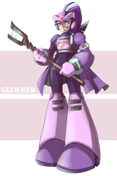 Size: 1600x2400 | Tagged: safe, artist:thegreatrouge, character:starlight glimmer, species:human, armor, badass, capcom, cape, clothing, crossover, female, gate, humanized, megaman, megaman x, s5 starlight, solo, staff, staff of sameness