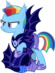 Size: 4544x6000 | Tagged: safe, artist:magister39, character:rainbow dash, species:bat pony, species:pony, episode:the cutie re-mark, absurd resolution, alternate hairstyle, alternate timeline, armor, bat ponified, ear tufts, female, helmet, mare, mohawk, night guard, night guard dash, nightmare takeover timeline, race swap, rainbowbat, short hair, simple background, solo, transparent background, vector
