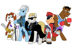 Size: 3508x2263 | Tagged: safe, artist:edcom02, artist:jmkplover, albert wesker, balrog (street fighter), capcom, crossover, devil may cry, devil may cry 3, m. bison, ponified, resident evil, simple background, spiders and magic: capcom invasion, street fighter, transparent background, vega, vergil (devil may cry), yamato (devil may cry)