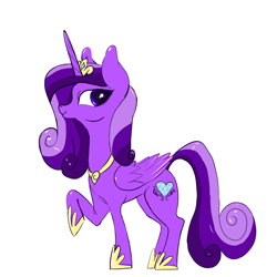 Size: 1000x1000 | Tagged: safe, artist:helloiamyourfriend, artist:yourfriendsalamisalamander, character:princess cadance, species:alicorn, species:pony, /mlp/, 4chan, alternate color palette, female, mare, princess shoes, purple, raised hoof, simple background, solo, white background