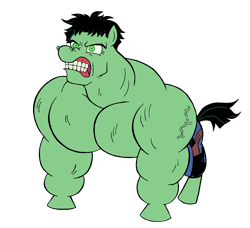 Size: 2603x2379 | Tagged: safe, artist:edcom02, artist:jmkplover, angry, avengers, bruce banner, crossover, marvel, ponified, simple background, solo, spiders and magic: capcom invasion, the incredible hulk, transparent background