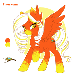 Size: 950x967 | Tagged: safe, artist:silkensaddle, oc, oc only, oc:firethorn, character, commission, design, original, solo