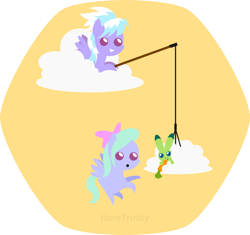 Size: 696x655 | Tagged: safe, artist:haretrinity, character:cloudchaser, character:flitter, species:rabbit, bait, carrot, cloud, food, pointy ponies, simple background, transparent background