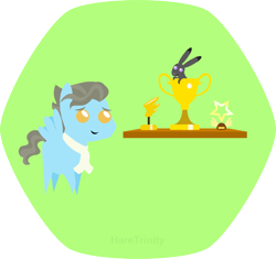 Size: 696x655 | Tagged: safe, artist:haretrinity, character:wind rider, species:rabbit, male, pointy ponies, simple background, solo, transparent background, trophy