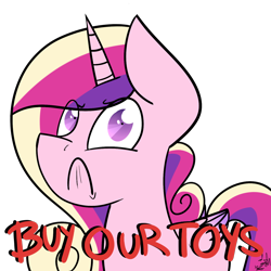 Size: 1500x1500 | Tagged: safe, artist:befishproductions, character:princess cadance, species:alicorn, species:pony, >:c, angry, buy our toys, cute, cutedance, female, frown, glare, looking at you, madorable, mare, shrunken pupils, signature, simple background, solo, text, transparent background, wide eyes
