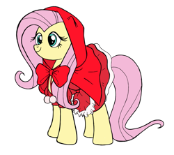 Size: 949x842 | Tagged: safe, artist:edcom02, artist:jmkplover, character:fluttershy, female, little red riding hood, simple background, solo, transparent background