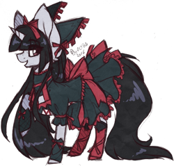 Size: 777x744 | Tagged: safe, artist:tenebristayga, big ears, gate (anime), lolita fashion, ponified, raised hoof, rory mercury, simple background, solo, transparent background