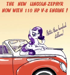 Size: 1024x1101 | Tagged: safe, artist:agm, character:rarity, car, lincoln (car), pinup