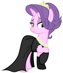 Size: 1024x1182 | Tagged: safe, artist:blah23z, character:rarity, character:suri polomare, alternate hairstyle, audrey hepburn, breakfast at tiffany's, clothing, cute, dress, evening gloves, fancy, female, gloves, holly golightly, necklace, palette swap, solo