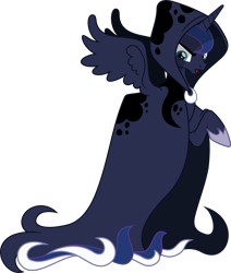Size: 5094x6000 | Tagged: safe, artist:magister39, character:princess luna, episode:a hearth's warming tail, g4, my little pony: friendship is magic, absurd resolution, cloak, clothing, female, glare, inkscape, open mouth, simple background, solo, spirit of hearth's warming yet to come, spread wings, transparent background, vector, wings