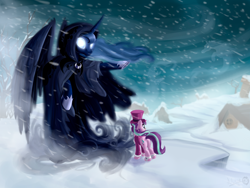 Size: 3000x2250 | Tagged: safe, artist:sirzi, character:princess luna, character:snowfall frost, character:starlight glimmer, episode:a hearth's warming tail, g4, my little pony: friendship is magic, glowing eyes, spirit of hearth's warming yet to come