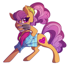 Size: 6610x6000 | Tagged: safe, artist:elskafox, character:plaid stripes, episode:the saddle row review, g4, my little pony: friendship is magic, absurd resolution, clothing, cute, female, plaidabetes, simple background, solo, spoon, spoon clothes, transparent background