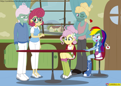 Size: 4104x2912 | Tagged: safe, artist:conikiblasu-fan, character:fluttershy, character:gentle breeze, character:posey shy, character:rainbow dash, character:zephyr breeze, episode:flutter brutter, g4, my little pony: friendship is magic, my little pony:equestria girls, blushing, boots, clothing, compression shorts, equestria girls interpretation, equestria girls-ified, family, female, heart, high heels, house, male, miniskirt, one-sided love, scene interpretation, shipping, shoes, shorts, shys, sitting, skirt, socks, straight, the shy family, zephdash