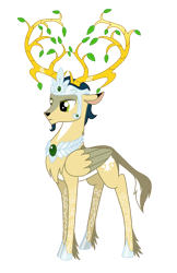 Size: 900x1388 | Tagged: safe, artist:sirzi, oc, oc only, oc:prince vernalis, species:deer, branches for antlers, deer oc, eikerren, original species, simple background, solo, transparent background