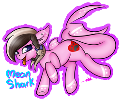 Size: 2581x2169 | Tagged: safe, artist:ashee, oc, oc only, oc:ashee, original species, piercing, shark pony, simple background, solo, tongue out, tongue piercing, transparent background